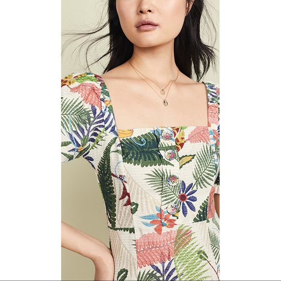 Anthropologie Dresses | Farm Rio Vintage Garden Midi Puffed Sleeve Dress | Poshmark